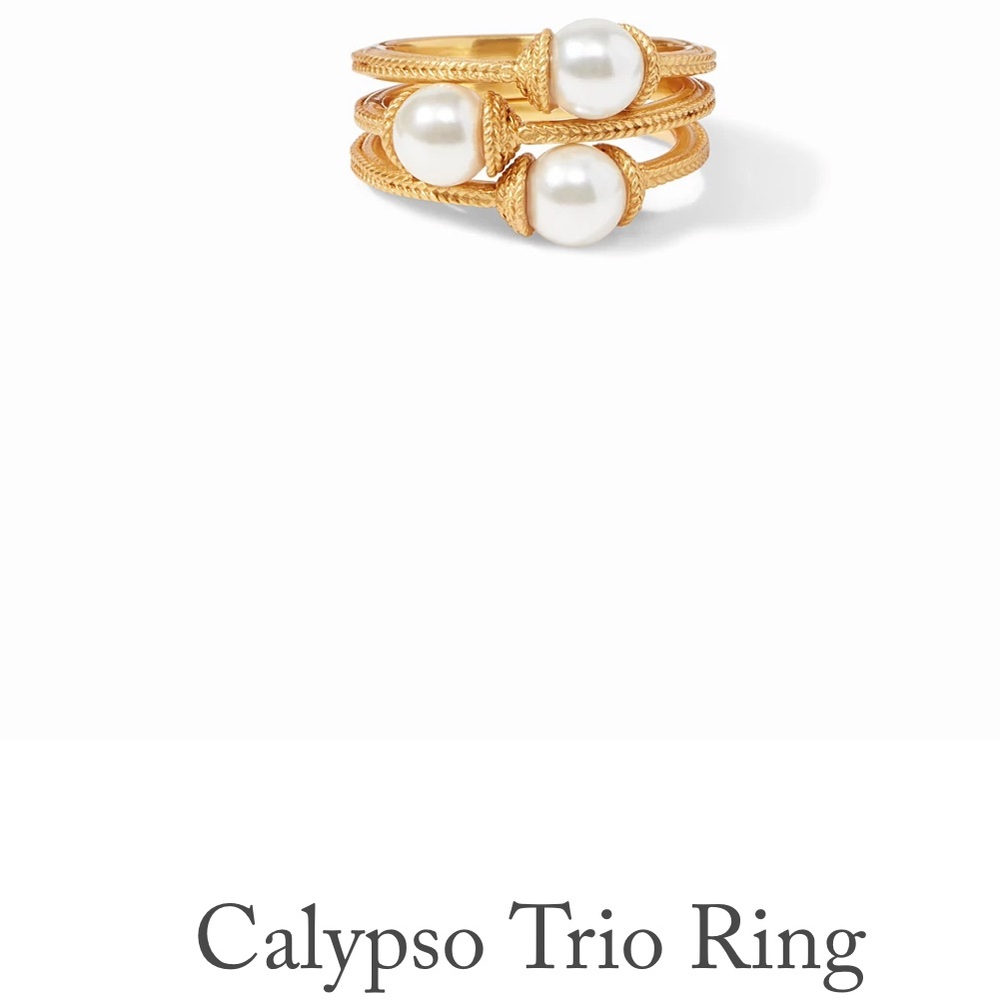 Julie Vos trio rings gold with pearls
